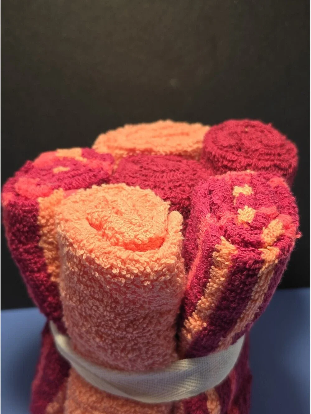 Set of 6 New Pink & Burgundy Washcloths 100% Cotton